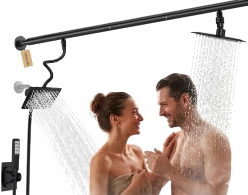 Tandem Dual Shower Head System for Couples – Matte Black