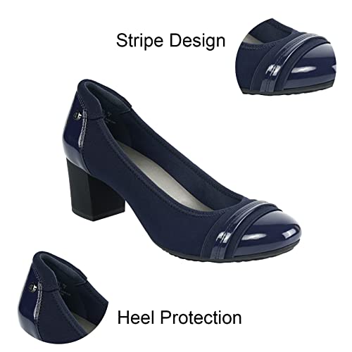 JENN ARDOR Womens Dress Pumps Ballet Chunky Heels for Women Round Toe Mid Square Block Heels Soft Slip On Pumps Shoes for Office Lady Dancer Wedding Shoes Youth 2inch4