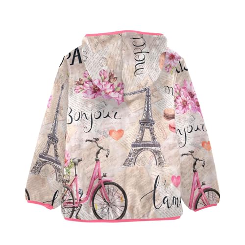 OTVEE Eiffel Tower Bike Flowers Kids Hoodie Jacket Fall Spring Full Zip Warm Outwear Coat2