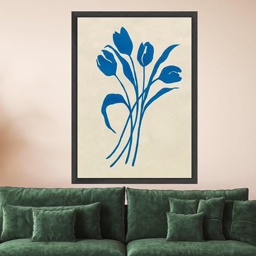 Décoration murale botanique poétique tableau fleur bleue 60x80 - 4