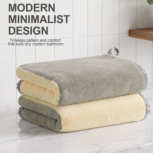 Image of Story@Home 500 GSM Microfiber Hand Towel Set of 4 | Super Soft Color Blocked Face Towel | 60 x 40 cm | Blue & Light Grey | Sensitive Skin Friendly Face Towels for Gym, Travel, Sports, Bathroom
