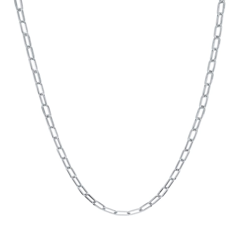 Savlano 925 Sterling Silver 3.5mm Solid Italian Diamond Cut Paperclip Link Chain Necklace with Gift Box for Women & Men - Made in Italy