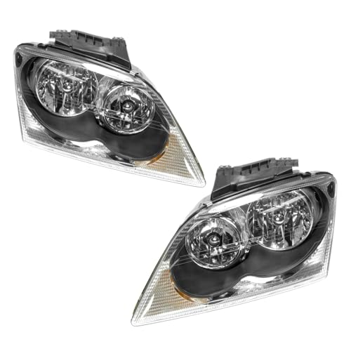 Image of TRQ 2 Piece Headlight Assembly Set Driver & Passenger Side Compatible with 2004-2006 Chrysler Pacifica CH2502168 CH2503168