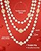IDOKAWA 8MM Round Simulated Shell Pearl Strand Layered Necklace for Women, Dainty Multiple Strands Long Necklace for Party, Vintage Costume Jewelry