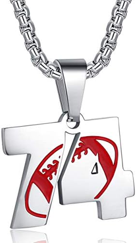 Rehoboth Football Rugby Jersey Number 0-99 Pendant Necklace for Women Men 22+2 Inch Adjustable Stainless Steel Chain
