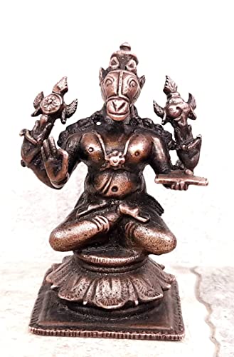 Image of Copper Idols India, 2.9 inches, Handmade Lord Hayagriva, 250 Grams, Patina Antique Finish, Pack of 1 Piece
