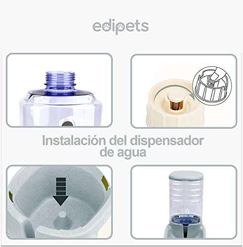 Miniatura 2 de Edipets, Dispensador Para Gatos Y Perros, Comida Y Agua, Pack 2 Unidades, Automático, 3.8 L C U, Comedero, Alimentador Y Bebedero Para Mascotas Gris