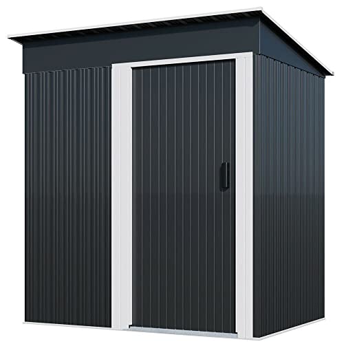 HLJMAQ Metall Anthrazit Pultdach 3m³ Geräteschuppen Gerätehaus Gartenhaus M 1,4m² – Bild 6