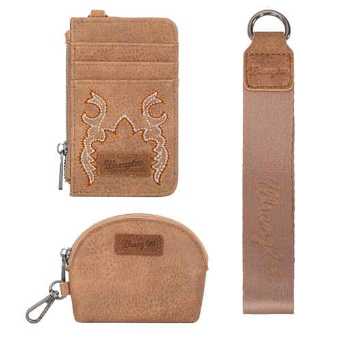 Image of Wrangler Keychain Wristlet Wallets for Women Western Dual Pouch Wristlet Credit Card Holder Wallet