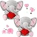 Baby Elefant Kuscheltier 2 Stück Flappy Rosa Elefant Rotes Herz Elefant Spielzeug Dschungel Safari Elefant Gefüllt Plüsch für Baby Mädchen Jungen Kinderzimmer, Grau und Rosa, 8 Zoll/ 20 cm