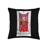 Justice Vintage Tarot Card from original Rider Waite Deck Throw Pillow