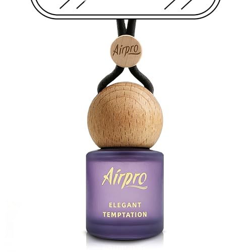 Image of Airpro Veil Elegant Temptation Wooden Hanging Car Air Freshener | Sweet Floral Car Perfume Hanging Pod | Glass Bottle with Wooden Diffuser | Long Lasting Luxury Car Perfume | Natural Fragrance | 8ml
