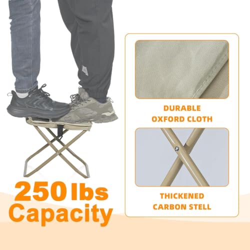 Image of 11.5 inch Tall Compact Collapsible Stool, Portable Folding Camp Stool with 2 Side Pockets, Lightweight Mini Folding Stool for Adults, Small Backpacking Stool for Fishing Hiking Trips