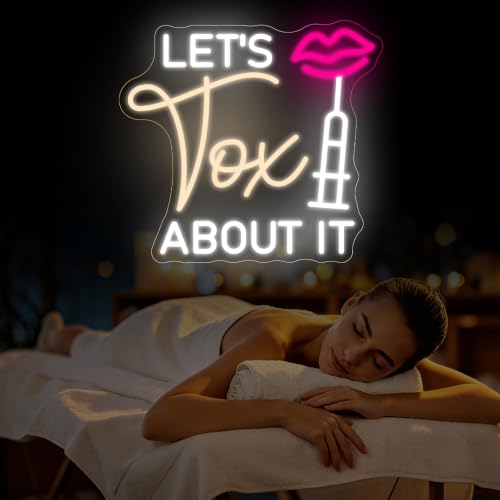 Image of Let's Tox about it Neon Sign Botox LED Light Injector Spa Studio Decor | USB Powered Dimmable Beauty Spa Sign Medspa Decoration Business Open Welcome Wall Art, 14.6 inchx13.4 inch