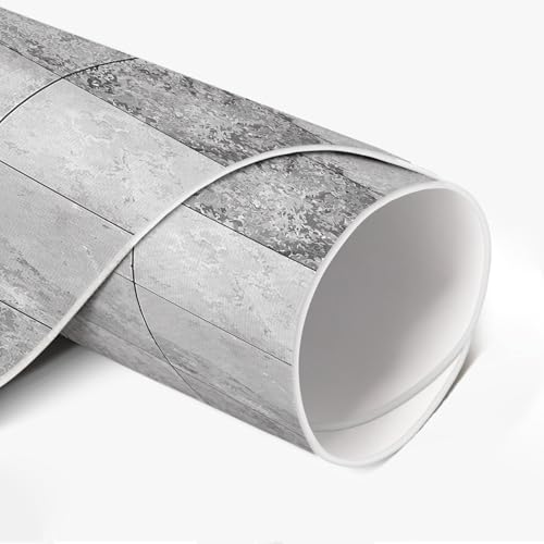 Tapis vinyle ø140 cm élégant de sol durable effet carreaux de pierre - 6
