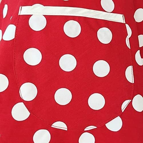 Chef Aprons for Men Women with ，Aprons With Pockets Red Kitchen Aprons Woman Cotton Polka Dot Cooking Apron Dress Apron