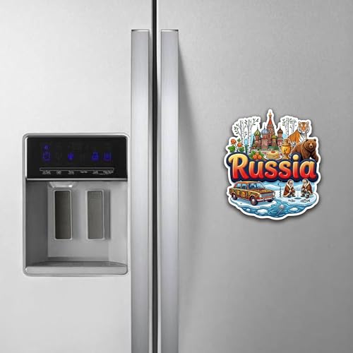 Image of Russia Fridge Magnet - Premium Engineered Wood, Glossy Finish, HD Print, Precision Laser-Cut Travel Souvenir Gift, Durable Decorative Refrigerator Magnet
