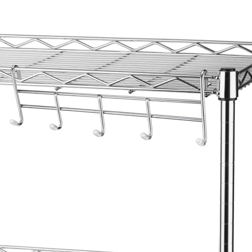 Croblissful KAO-CROBLISSFUL-206 2 Pcs 5 Hook Attachment For Wire Shelving 1.5 X 12 X 4 Inch Hanging Hooks Rack Wire Chrome Plated Steel Shelf Accessories Metal Hook Bars thumb #4