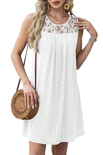 Image of BKRIVE Womens Lightweight Sleeveless Summer Dresses | Lace Yoke Neckline, Figure-Flattering for All Shapes - Ideal Beach Cover-Up & Hot-Weather Travel Essential