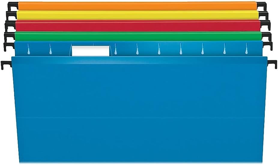 Pendaflex SureHook Reinforced Hanging Folders, Legal Size, Assorted Colors, 1/5 Cut, 20/BX (6153 1/5 Asst)