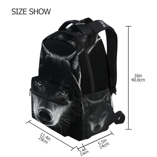 Wolf Head Portrait Backpack Daypack Shoulder Bag Book Bag Lightweight Back Pack 12 ×16.9 Inch4