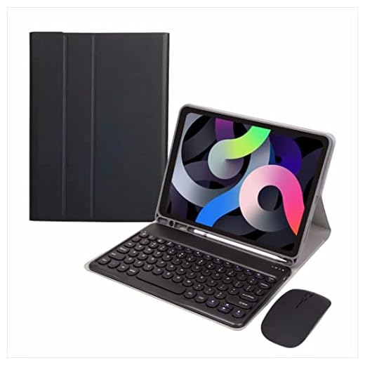 Capa para iPad 9ª 8ª 7ª Geração 10.2" Capa teclado Retro com teclas redondas e mouse Teclado colorido bonito com Teclado sensível ao removível iPad 9 8 7 Capa -Preto