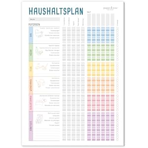 paper&you Haushaltsplan Block A4 'Rainbow' 50 Blatt