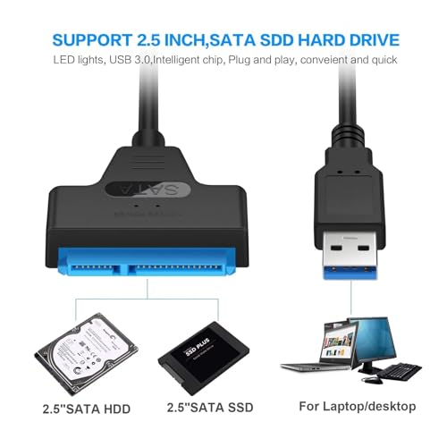 Cable adaptador SATA a USB 3.0 para disco duro 2.5 pulg. miniatura 7