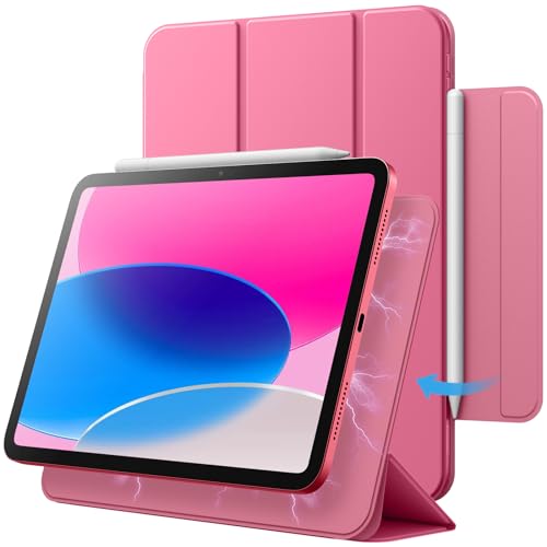 JETech Funda Magnética para iPad (A16) 11.ª/10.ª Generación (2025/2022), Accesorio Magnético, Slim Carcasa con Auto Sueño/Estela (Rosado)
