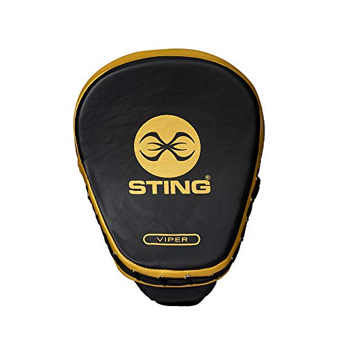 STING Viper Speed Focus Mitts for Boxing, MMA, and Muay Thai, Durable Boxing Mitts, Ultra-Lightweight Boxing Equipment, Black/Gold, Standard Size - Thumbnail 2