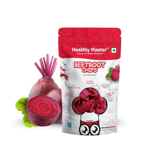 Image of Healthy Master Beetroot Chips 30g | Light & Crispy Chips, high protein | Natural ingredients, Vegan, Gluten Free, No Palm Oil, No Artificial Preservatives, Trans Fat Free, Low Calorie