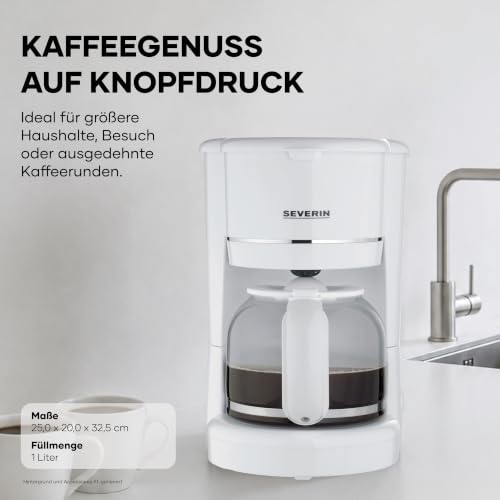 SEVERIN Filterkaffeemaschine mit Glaskanne, Kaffeemaschine mit Permanentfilter, für bis zu 10 Tassen (1,25L)… – Ansicht 2