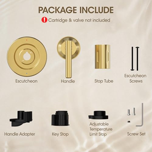 Kit de acabado para ducha en dorado cepillado para manija Moen T2901 | Compatible con válvulas Moen 2510/2520/2570/2590 de equilibrio de presión, corrige manija floja para renovación de baño miniatura 2