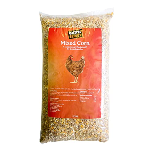 Extra Select Mixed Corn for Chickens - Premium Chicken and Poultry Feed Ideal for Scratch or Feeders Nutritious Yolk-Boosting Recipe - Chicken Corn 2.5kg