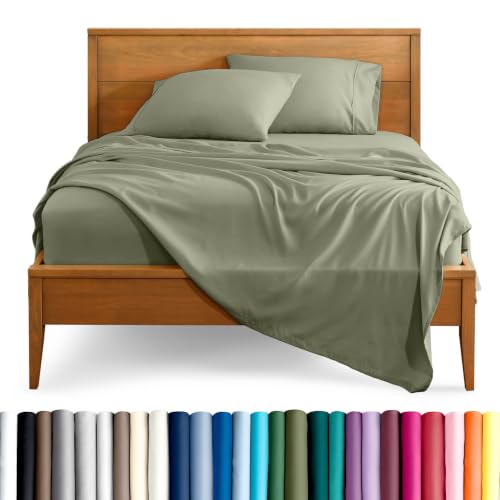 Bare Home Queen Sheet Set - 1800 Ultra-Soft Microfiber Queen Bed Sheets - Double Brushed - Deep Pockets - Easy Fit - 4 Piece Set - Bedding Sheets & Pillowcases (Queen Sage)