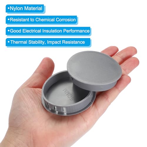 Image of PATIKIL 2 inch /50mm Plastic Hole Plugs, 20Pcs Flush Type Round Hole Plugs Cover Snap in Locking Hole Tube for Table Kitchen Cabinet Furniture, Dark Grey