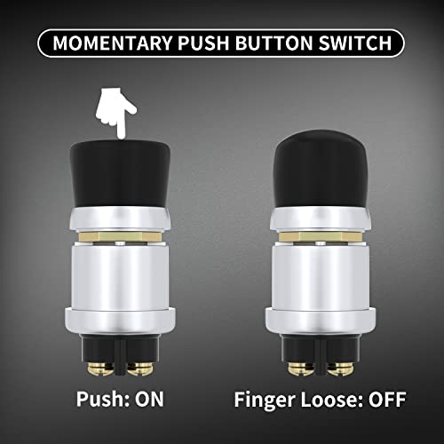 Daiertek ASW-B05 Push Button Starter Switch 12V / 24V Waterproof Push Start Button 50A Heavy Duty Momentary Weatherproof thumb #2