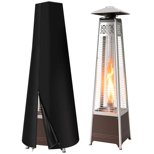 RICHIE Patio Heater Cover Heavy Duty 420D Oxford Fabric Garden Protector Cover for Pyramid Stand Up Heater Waterproof (221x48x53cm) Black