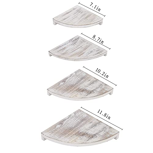 Wgfkvas Corner Shelf Wall Mounted Set Of 4, White Corner Shelves, Floating Corner Bookcase, Wall Storage Shelves For Wall Decor Living Room, Bedroom, Bathroom, Rustic, Solid Wood #TOP2