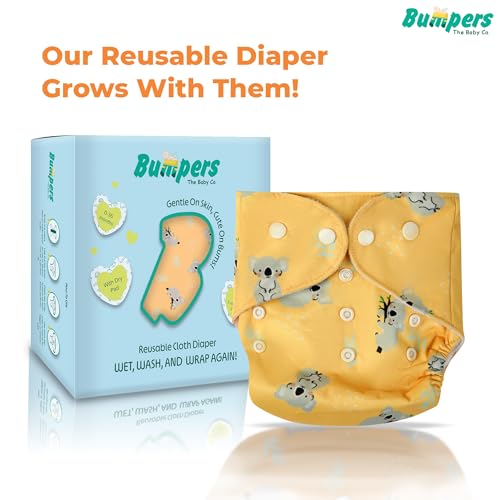 Image of Bumpers Premium & Ultra Soft Reusable Cloth Diaper with Insert Pad | Extra Absorbant, Washable, Waterproof & Adjustable cloth diaper for babies /Kids, 3M-3Years (Pack of 1, Free size, Beige)