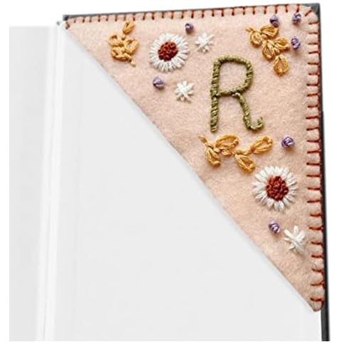 xiaoxin Personalisierte Handbestickte Ecke Lesezeichen, Filz Personalisierte Dreiecks-Lesezeichen Cover
