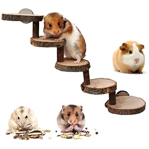 Hamster Climbing Ladder, Hamster Wooden Ladder Toy, Wooden Hanging Bridge, Pet Ladder Bridge, Natural Living Bridge, for Hamsters, Mice, Gerbils, Rats, Squirrels, Guinea Pigs, Parrots Cover