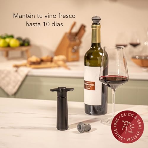 Bomba de vacío para vino Vacu Vin reutilizable con dos tapones herméticos 3