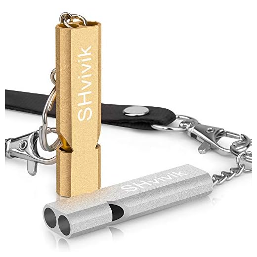 SHvivik Emergency Whistle, 2PCS Premium Safety Survival Whistles with Lanyard Keychain, High Pitch Double Tubes for Outdoor Hiking Camping Hunting Fishing Boating