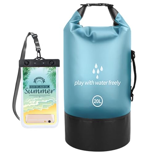 Waterproof Dry Bag,5L/10L/20L Roll Top Lightweight Dry Storage Bag Backpack with Waterproof Phone Case for Travel,Swimming,Boating,Kayaking,Fishing,Camping and Beach (Blue 1pcs, 20L)