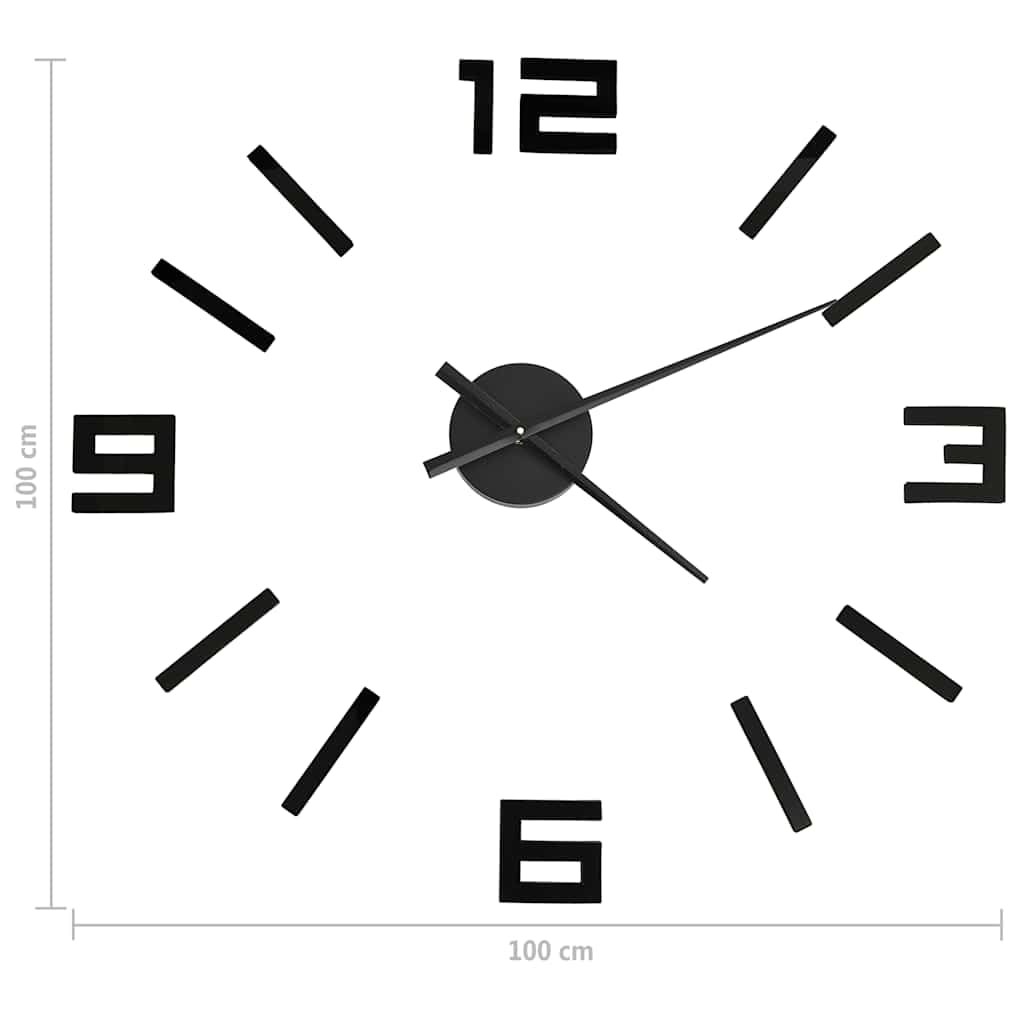 Reloj de pared 3D diseño moderno negro con 100 cm de diámetro de material EVA, reloj de pared XXL para salón, dormitorio, oficina, movimiento de cuarzo silencioso, fácil montaje, decoración