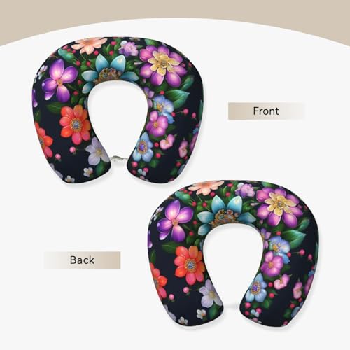 Almohada de viaje de poliéster negra cervical miniatura 3