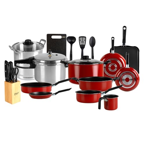 Listado de Bateria de cocina ekco favoritos de las personas. 45 Ekco | Batería de Cocina con Antiadherente Trends 21 Piezas de Aluminio - Color Rojo
