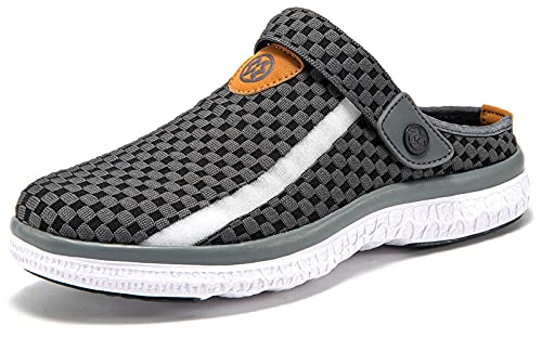 Unisex Clogs Pantoletten Hausschuhe Atmungsaktiv Mesh Strand Sandalen Bequem rutschfest Outdoor Sommer Strand Schuhe, Dunkelgrau, 40 EU
