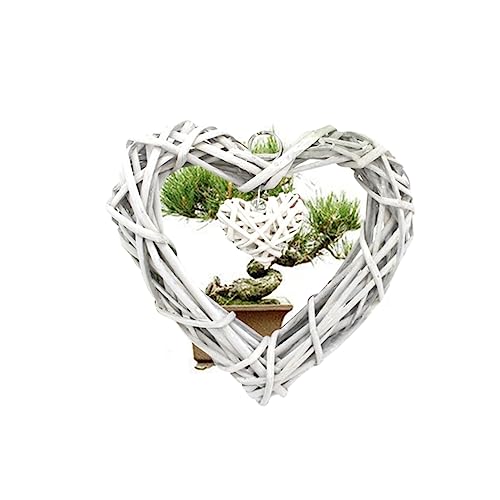 UKCOCO Cœur Osier à Suspendre Décorations Forme de Cœur Créations Osier pour Mariage ou Intérieur Beige